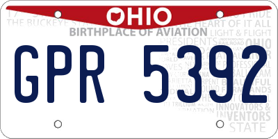 OH license plate GPR5392