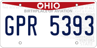 OH license plate GPR5393