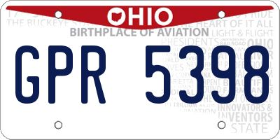 OH license plate GPR5398