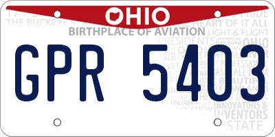 OH license plate GPR5403