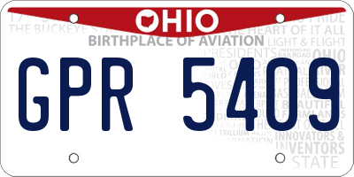 OH license plate GPR5409