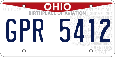 OH license plate GPR5412