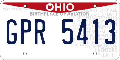 OH license plate GPR5413