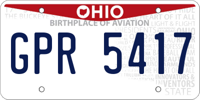 OH license plate GPR5417