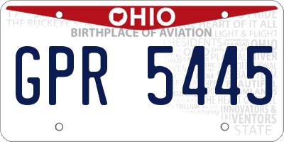 OH license plate GPR5445