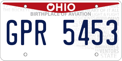 OH license plate GPR5453