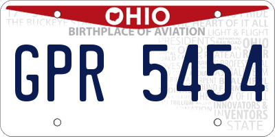 OH license plate GPR5454