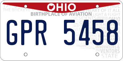 OH license plate GPR5458