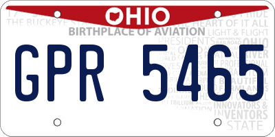 OH license plate GPR5465