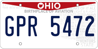 OH license plate GPR5472