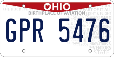 OH license plate GPR5476