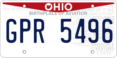 OH license plate GPR5496