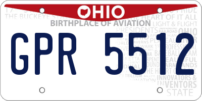 OH license plate GPR5512
