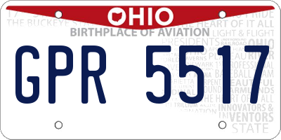 OH license plate GPR5517