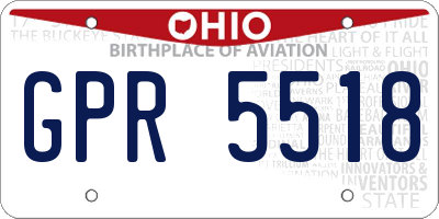 OH license plate GPR5518