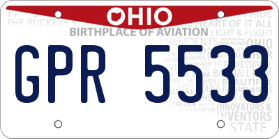 OH license plate GPR5533