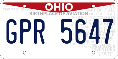 OH license plate GPR5647