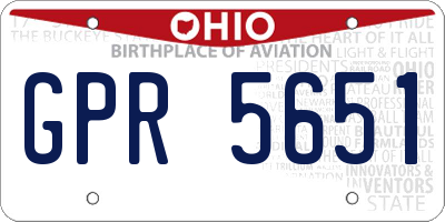 OH license plate GPR5651