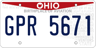 OH license plate GPR5671