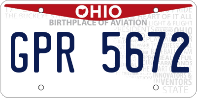 OH license plate GPR5672