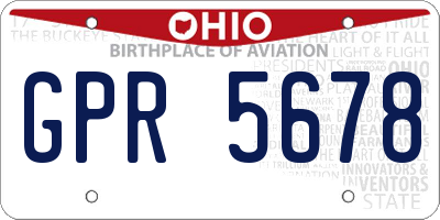 OH license plate GPR5678