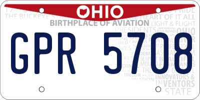 OH license plate GPR5708