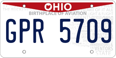 OH license plate GPR5709