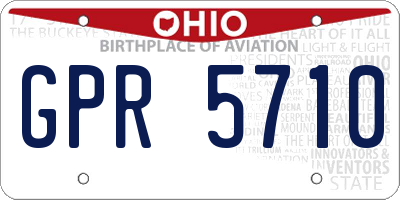OH license plate GPR5710