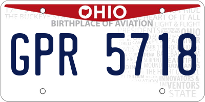 OH license plate GPR5718
