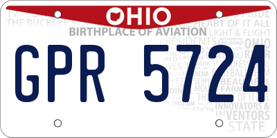 OH license plate GPR5724