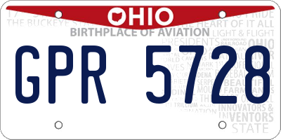 OH license plate GPR5728