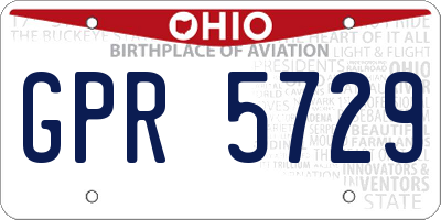 OH license plate GPR5729