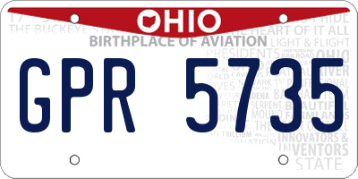 OH license plate GPR5735
