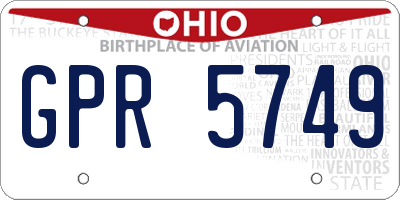 OH license plate GPR5749