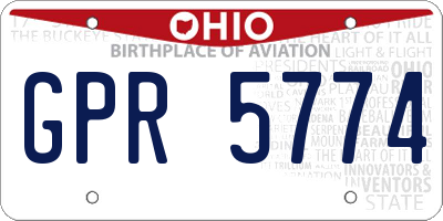 OH license plate GPR5774