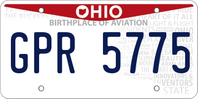 OH license plate GPR5775