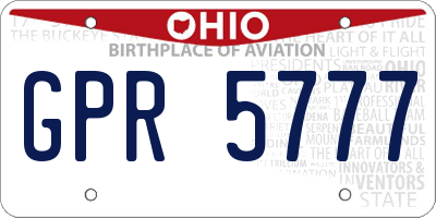 OH license plate GPR5777
