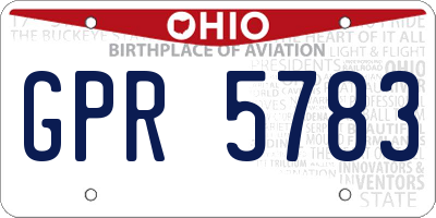 OH license plate GPR5783