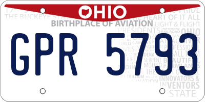 OH license plate GPR5793