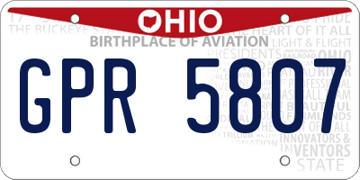 OH license plate GPR5807