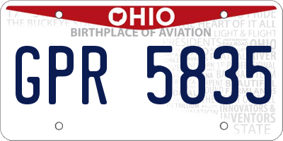 OH license plate GPR5835