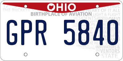 OH license plate GPR5840