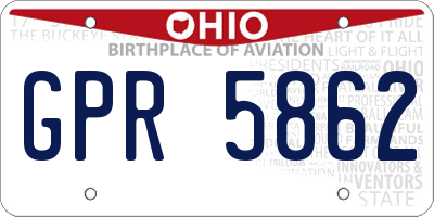 OH license plate GPR5862