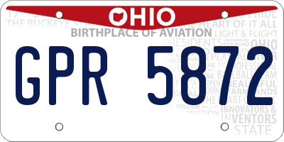 OH license plate GPR5872