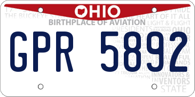 OH license plate GPR5892