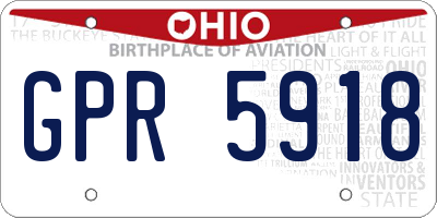 OH license plate GPR5918