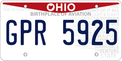 OH license plate GPR5925