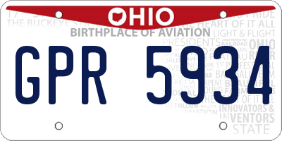 OH license plate GPR5934