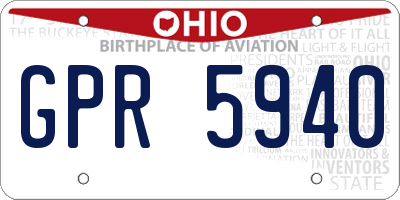 OH license plate GPR5940