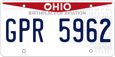OH license plate GPR5962